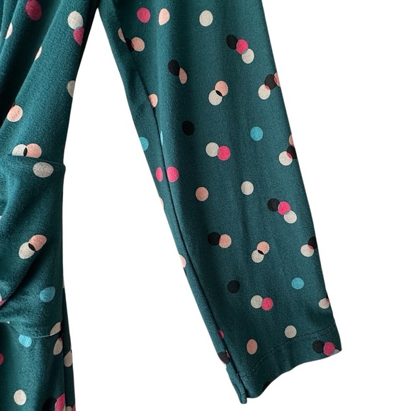 BODEN | NWOT ROSALIE TWIST FRONT JERSEY DRESS POLKA DOT DARK GREEN | 2 PETITE - Picture 5 of 10
